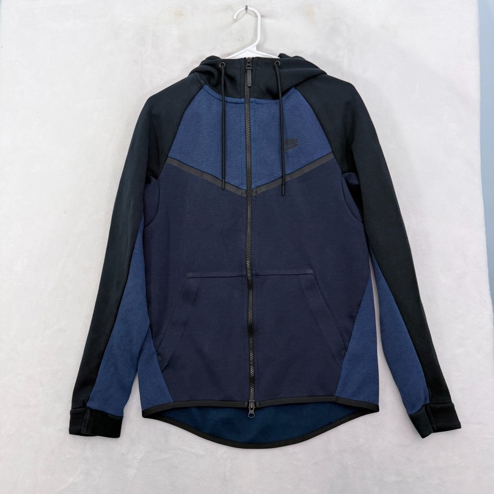 Nike Tech Fleece Windbreaker Jacket Mens S Blue Full Zip Hooded Stretch